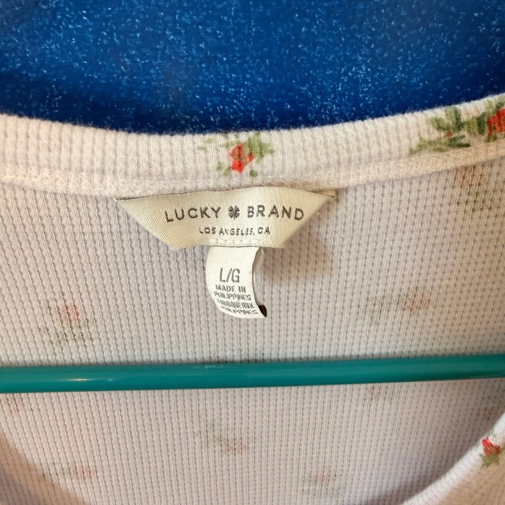 Lucky Brand Cream Floral Henley Long Sleeve Top - Picture 2 of 4